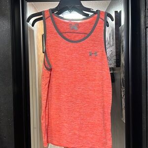 🔥3 for $25🔥 (EUC) ORANGE AND GRAY UNDER ARMOUR RACER BACK TANK TOP. SZ S
